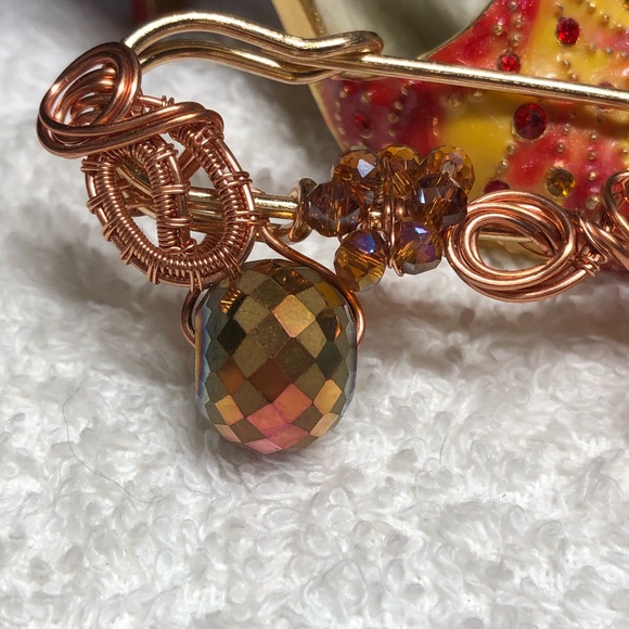 📌💕stunning light gold and copper pin/brooch-artisan,handmade NEW - Picture 5 of 11
